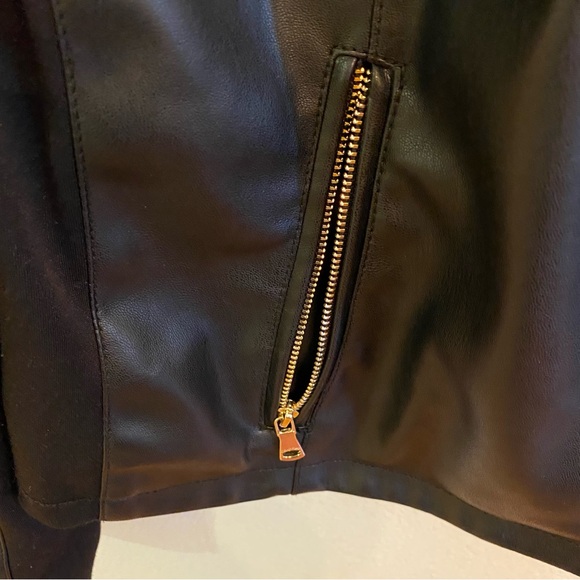 Calvin Klein Black Leather Moto Jacket - Picture 5 of 8